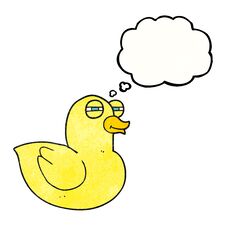 Thought Bubble Textured Cartoon Funny Rubber Duck Royalty Free Stock Photography