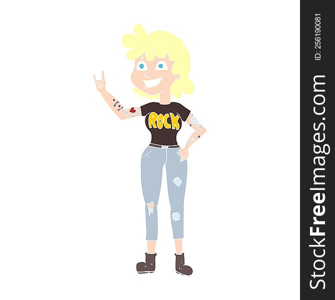 flat color illustration of rock girl. flat color illustration of rock girl