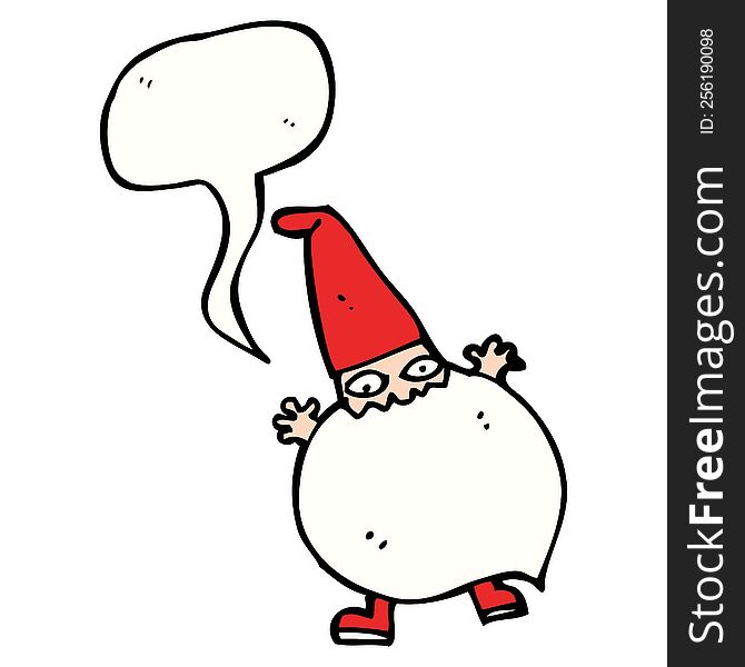 Cartoon Tiny Santa With Speech Bubble
