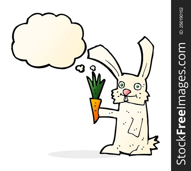 Cartoon Rabbit With Carrot With Thought Bubble