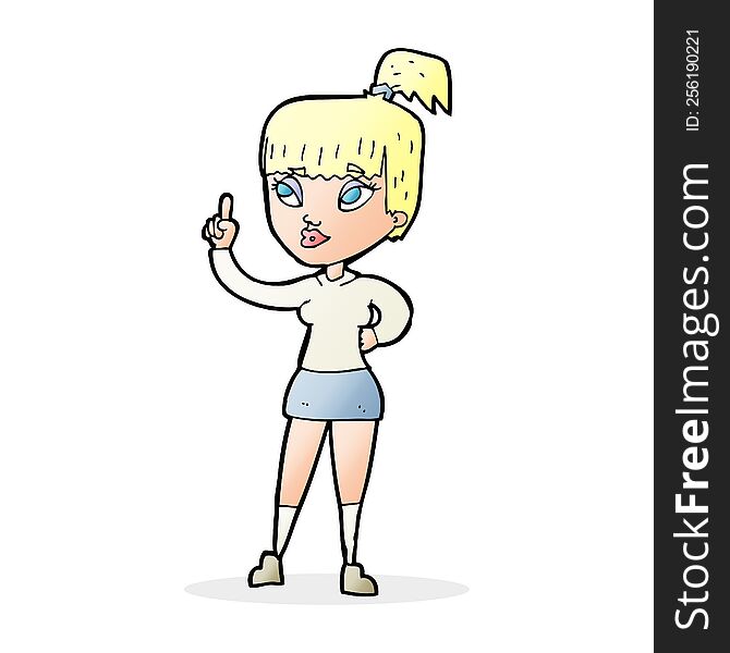 Cartoon Attractive Girl With Idea