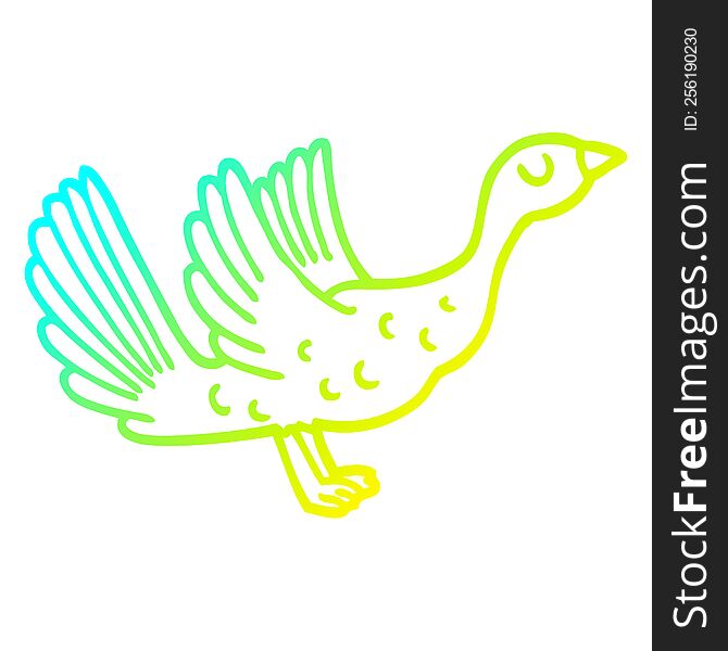 cold gradient line drawing of a cartoon goose