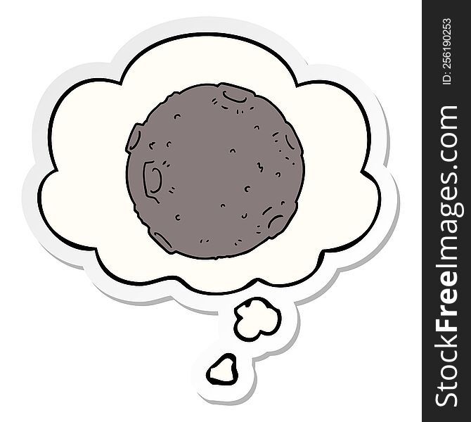cartoon moon with thought bubble as a printed sticker