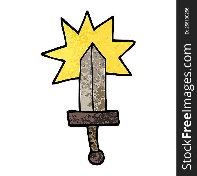 Grunge Textured Illustration Cartoon Sword