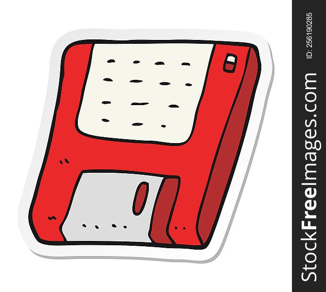 sticker of a cartoon old computer disk