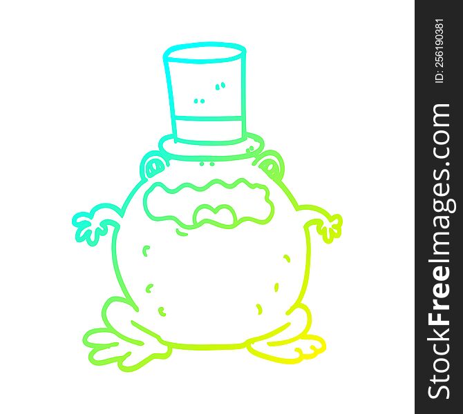 Cold Gradient Line Drawing Cartoon Toad Wearing Top Hat