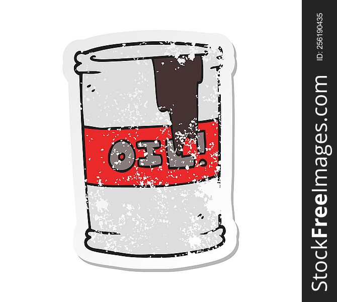 Retro Distressed Sticker Of A Cartoon Oil Drum