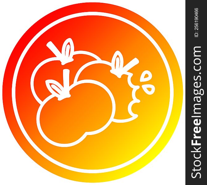 juicy apples circular icon with warm gradient finish. juicy apples circular icon with warm gradient finish