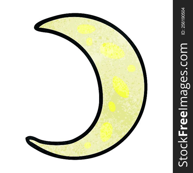 hand drawn textured cartoon doodle of a crescent moon