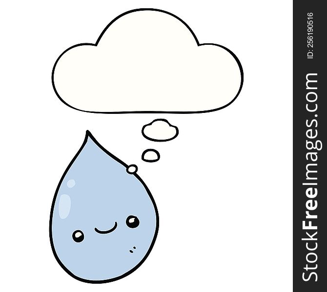 Cartoon Raindrop And Thought Bubble