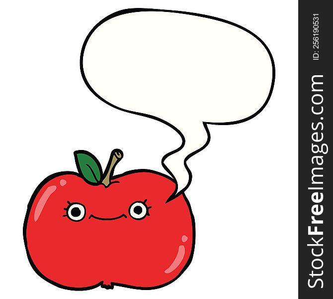Cute Cartoon Apple And Speech Bubble
