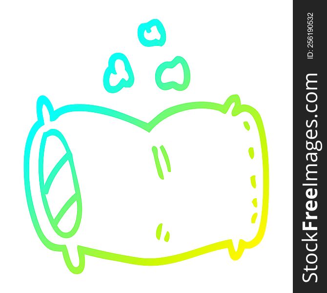 cold gradient line drawing of a cartoon fluffy pillow