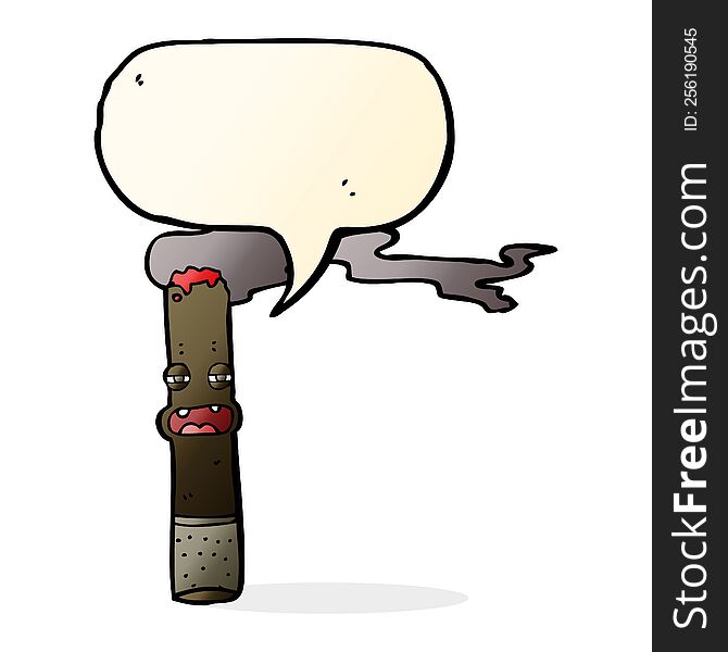 Cartoon Cigar Character With Speech Bubble