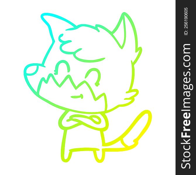 Cold Gradient Line Drawing Cartoon Friendly Fox
