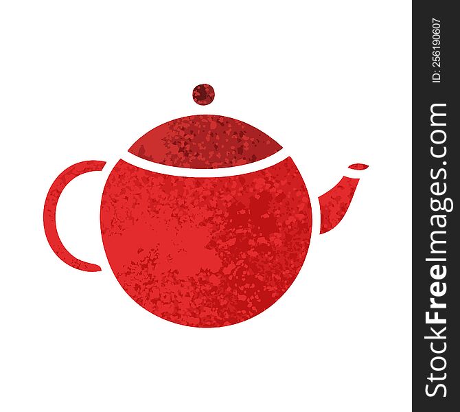 Retro Illustration Style Cartoon Red Tea Pot
