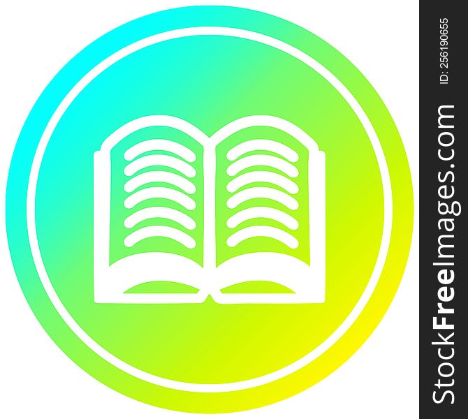 open book circular icon with cool gradient finish. open book circular icon with cool gradient finish