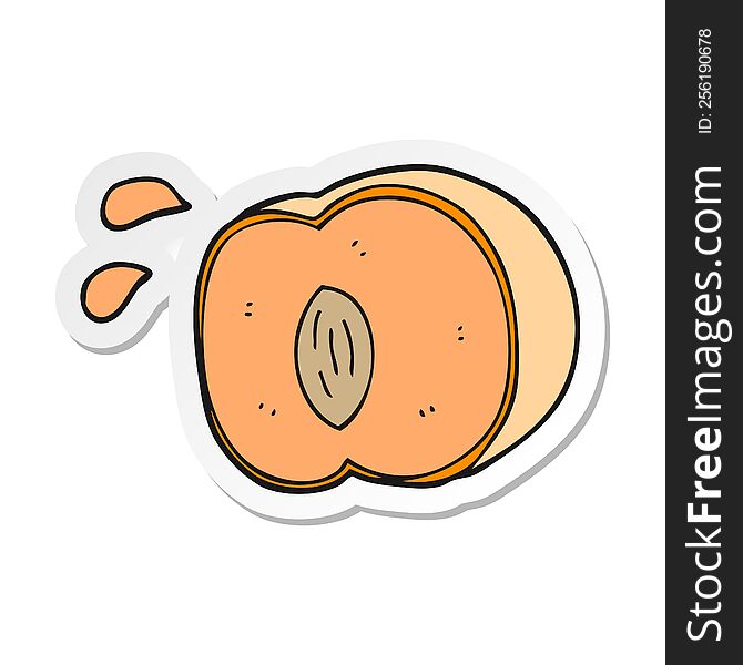 sticker of a cartoon juicy peach