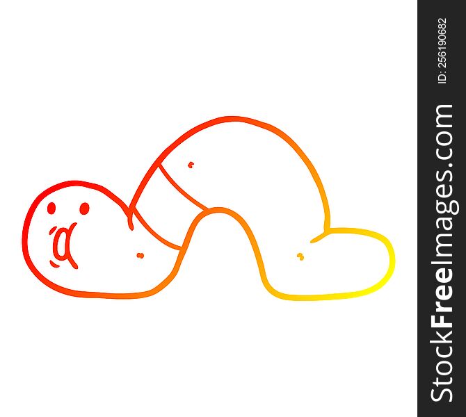 warm gradient line drawing of a cartoon surprised worm
