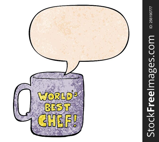 Worlds Best Chef Mug And Speech Bubble In Retro Texture Style
