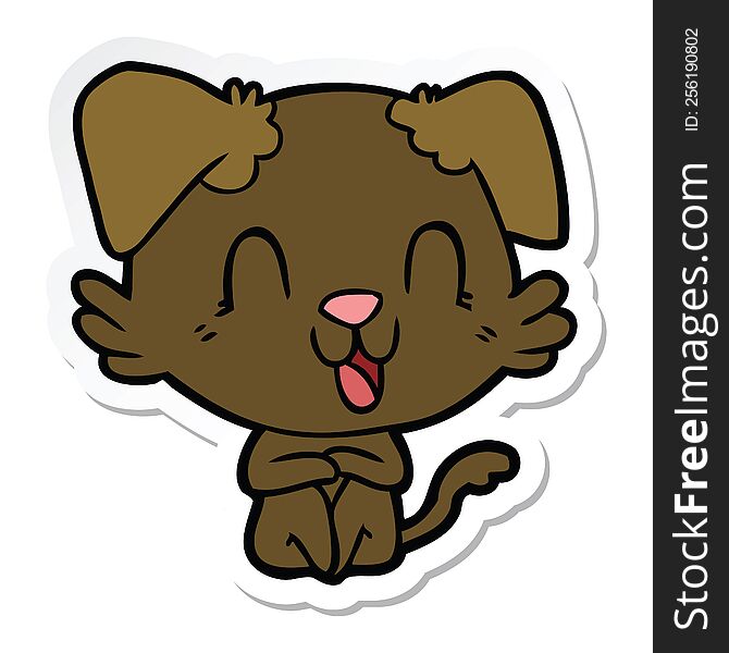 sticker of a laughing cartoon dog