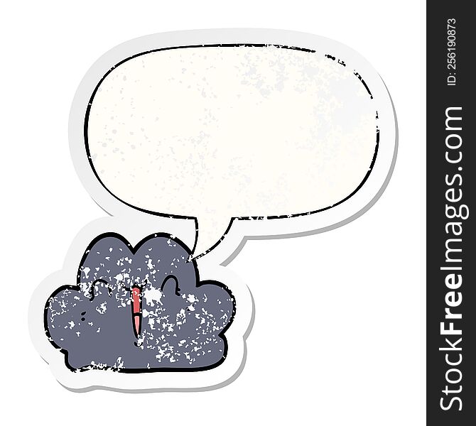 Cute Cartoon Cloud And Speech Bubble Distressed Sticker