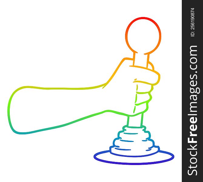 rainbow gradient line drawing of a cartoon hand pulling lever