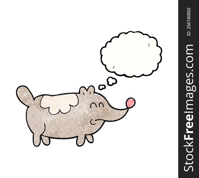 Thought Bubble Textured Cartoon Small Fat Dog