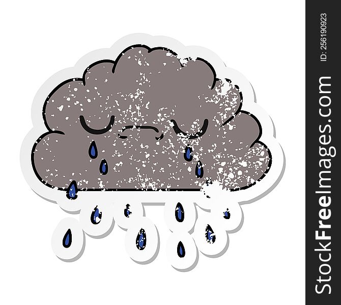Distressed Sticker Cartoon Of Cute Crying Cloud