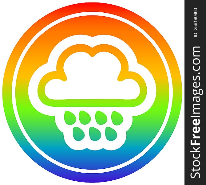 rain cloud circular icon with rainbow gradient finish. rain cloud circular icon with rainbow gradient finish