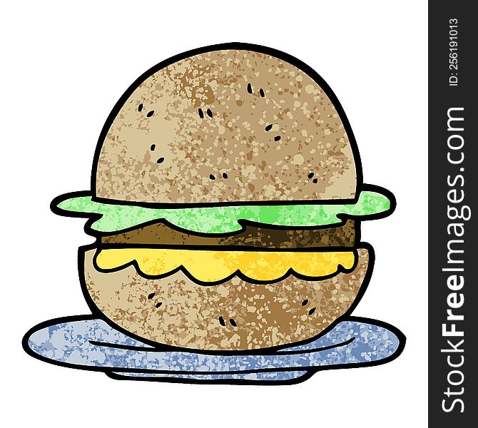 Grunge Textured Illustration Cartoon Burger