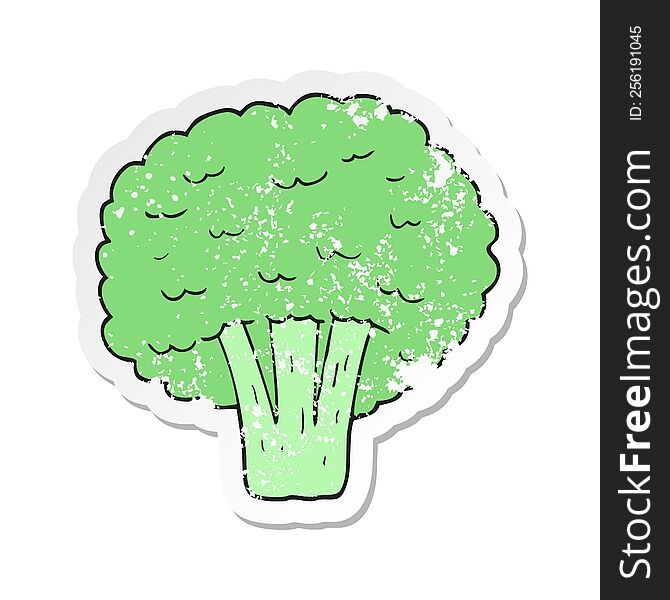 retro distressed sticker of a cartoon broccoli