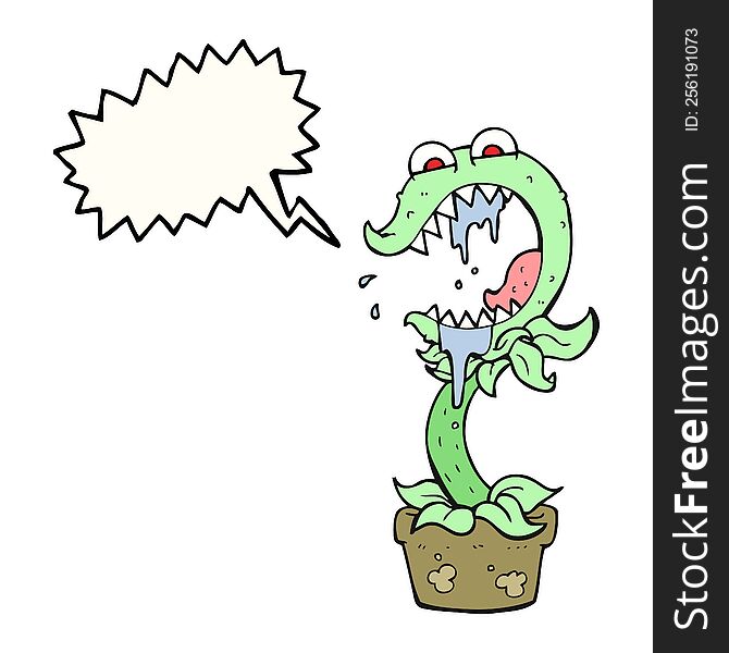 speech bubble cartoon carnivorous plant