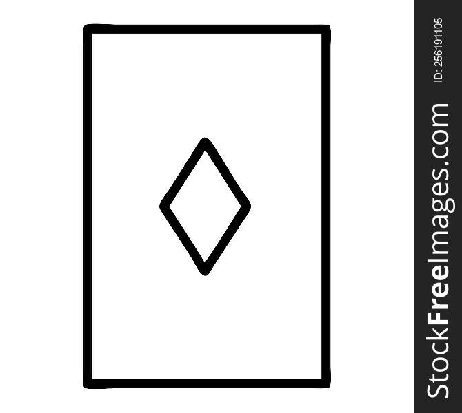 tattoo in black line style of the ace of diamonds. tattoo in black line style of the ace of diamonds