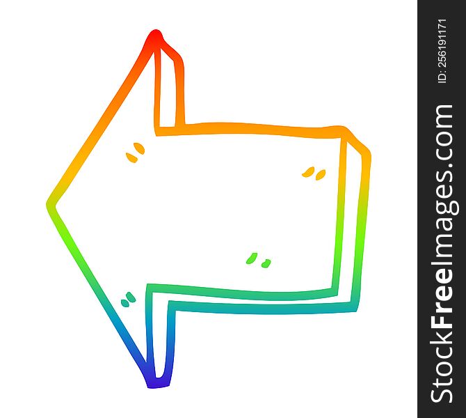 rainbow gradient line drawing of a cartoon directing arrow