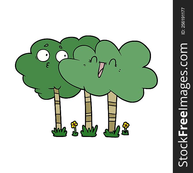 cartoon trees with faces. cartoon trees with faces