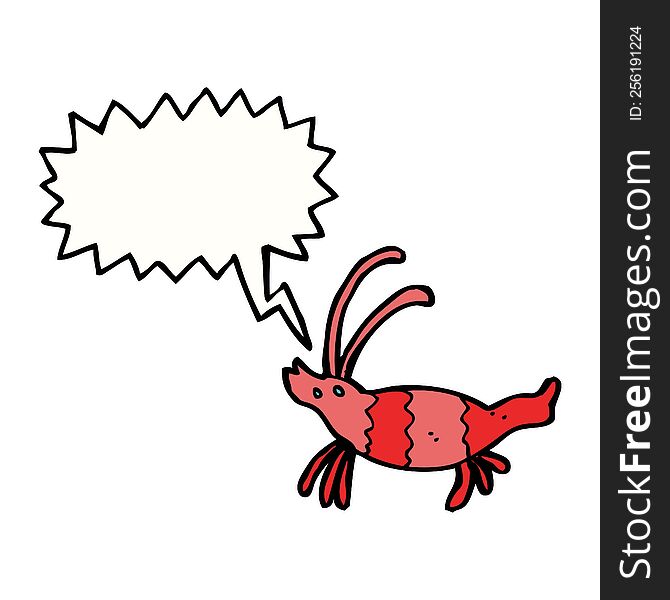 Cartoon Shrimp With Speech Bubble