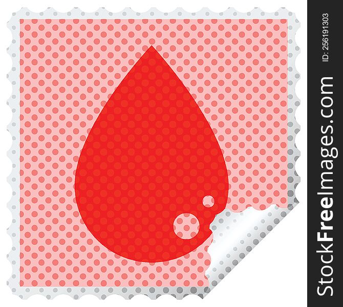 blood drop graphic vector square peeling sticker. blood drop graphic vector square peeling sticker