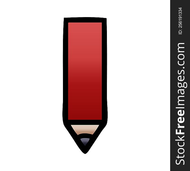 gradient shaded cartoon of a red pencil