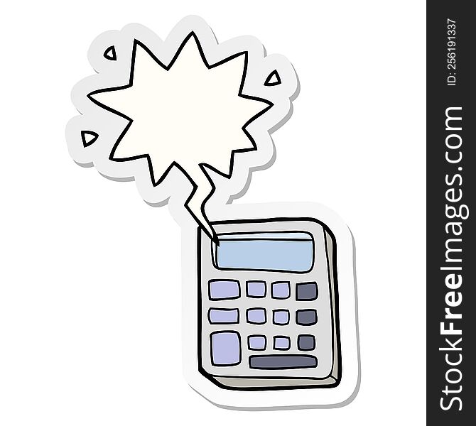 cartoon calculator with speech bubble sticker
