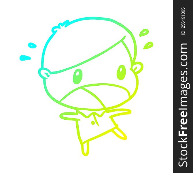 Cold Gradient Line Drawing Cute Shocked Man
