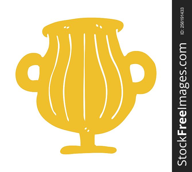 flat color illustration cartoon of a golden vase
