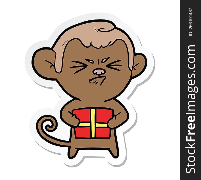 Sticker Of A Cartoon Angry Monkey