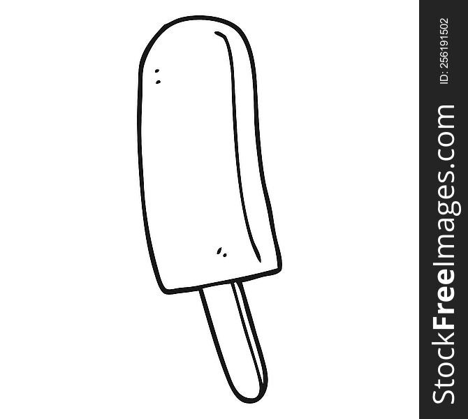 freehand drawn black and white cartoon ice lolly