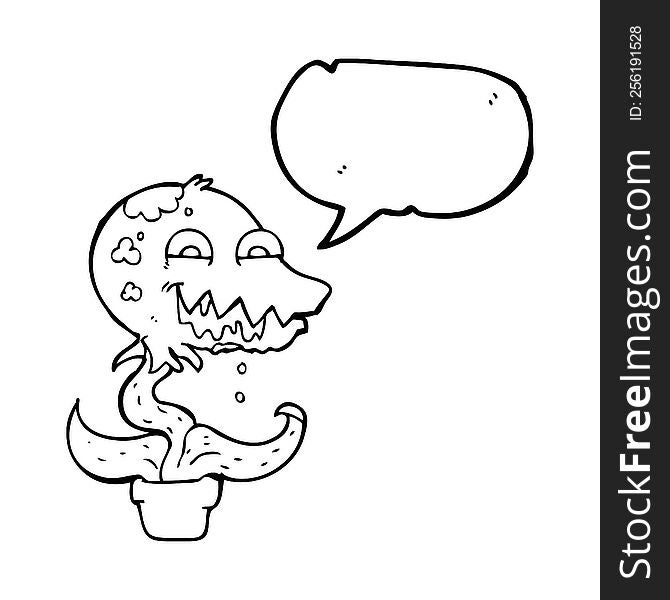 freehand drawn speech bubble cartoon monster plant