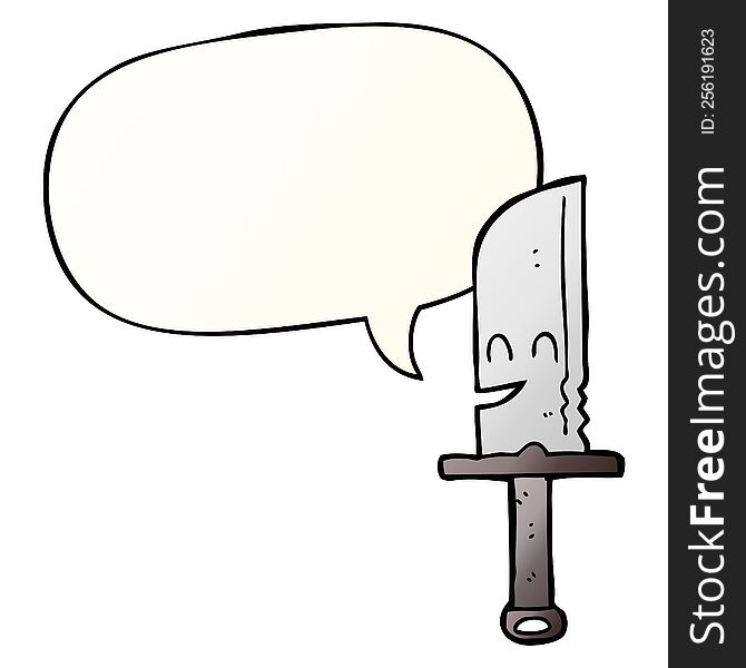Cartoon Knife And Speech Bubble In Smooth Gradient Style