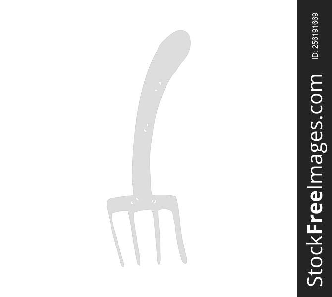 Flat Color Illustration Of A Cartoon Fork