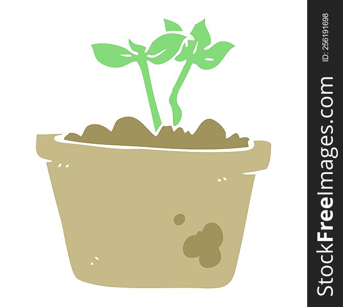Flat Color Illustration Of A Cartoon Sprouting Plant