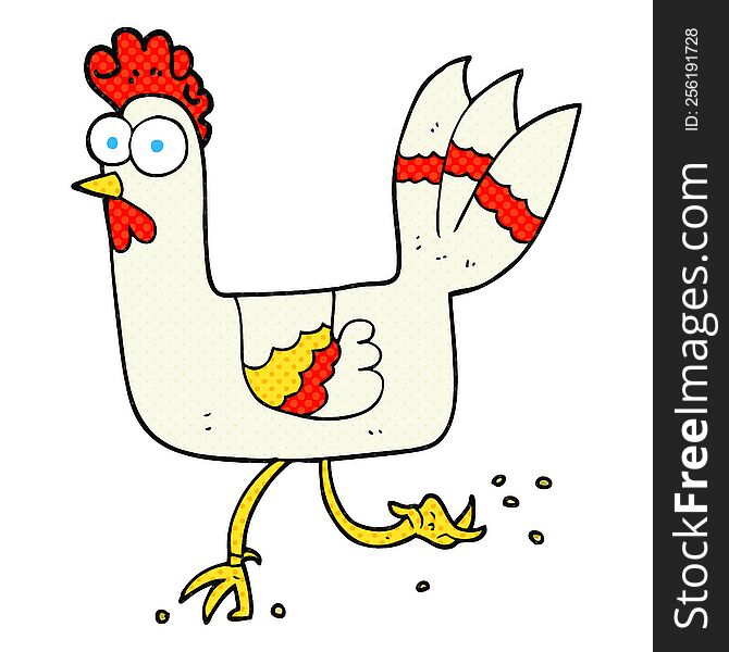 freehand drawn cartoon chicken running