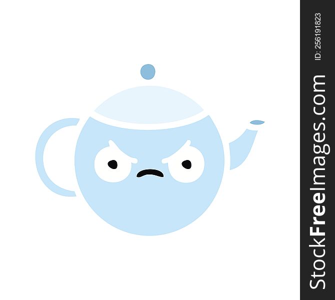 Flat Color Retro Cartoon Angry Tea Pot