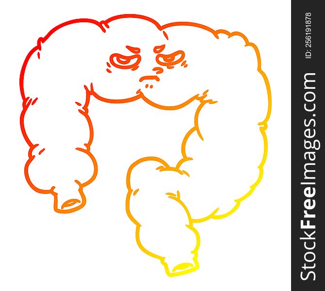 Warm Gradient Line Drawing Cartoon Angry Colon